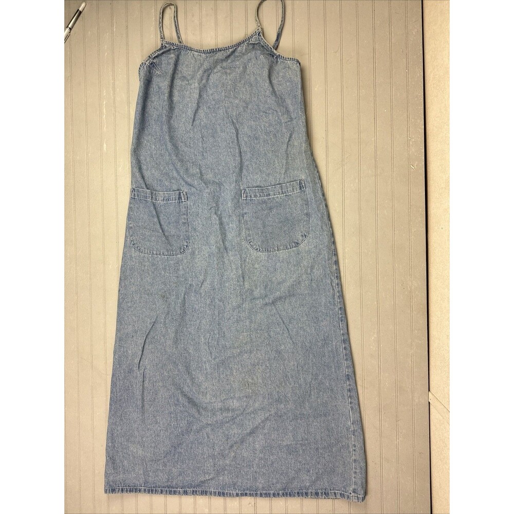 Ann Taylor Size M Womens Sun Dress Spagetti Straps Cotton Chambray Pockets